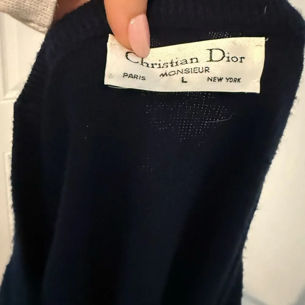 VINTAGE Christian Dior Monsieur V-neck sweater Navy